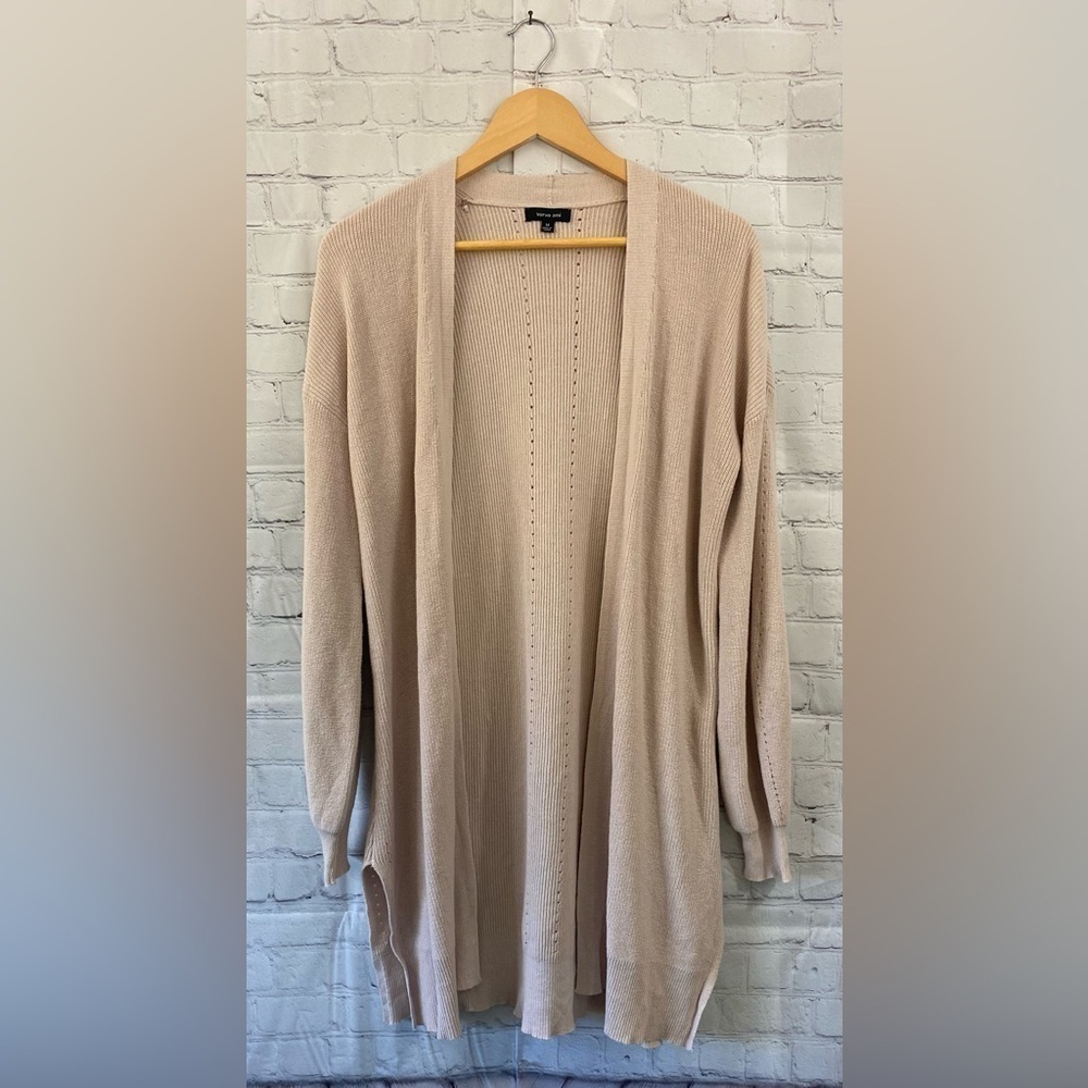 Verve Ami Womens Size Medium Light Weight Tight Knit Oatmeal Duster Sweater